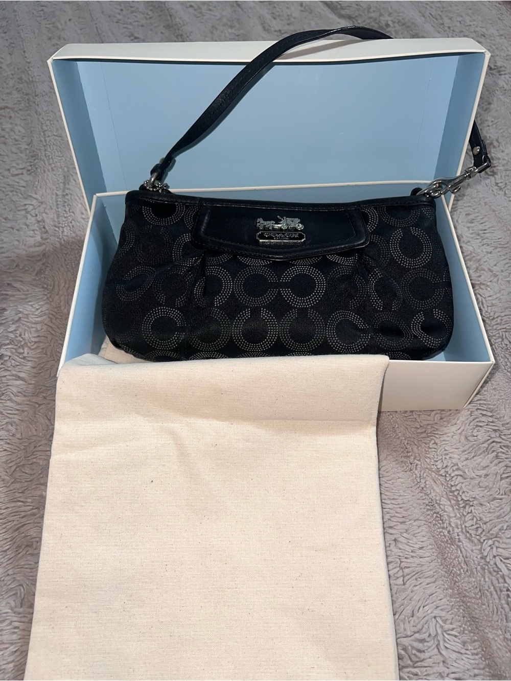 Coach Black Signature Jacquard Wristlet Clutch
